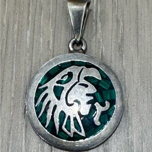 Taxco Silver and Green Pendant